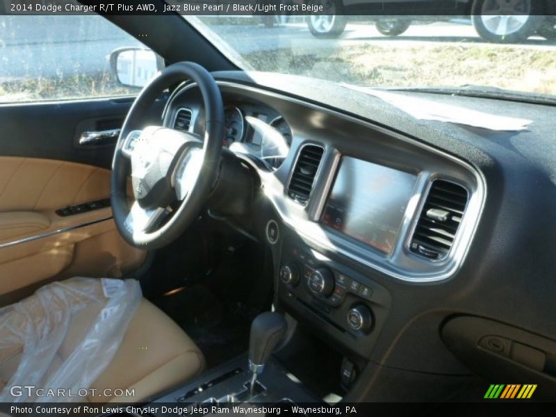 Jazz Blue Pearl / Black/Light Frost Beige 2014 Dodge Charger R/T Plus AWD