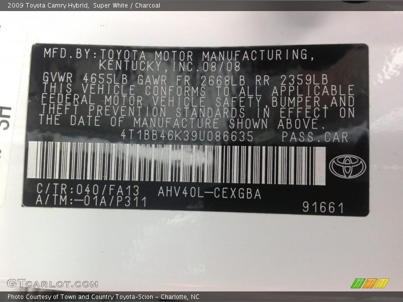 Super White / Charcoal 2009 Toyota Camry Hybrid