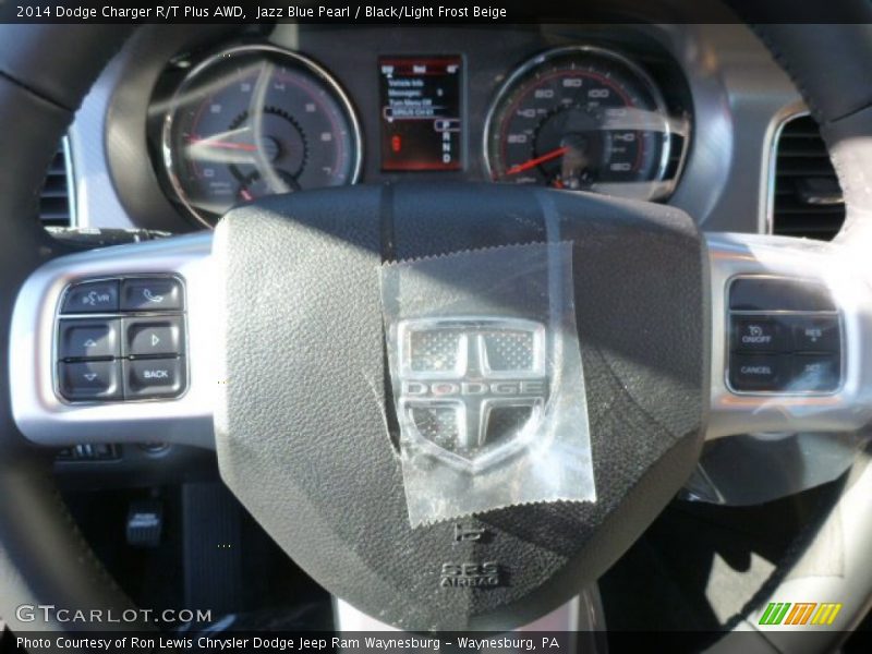 Jazz Blue Pearl / Black/Light Frost Beige 2014 Dodge Charger R/T Plus AWD