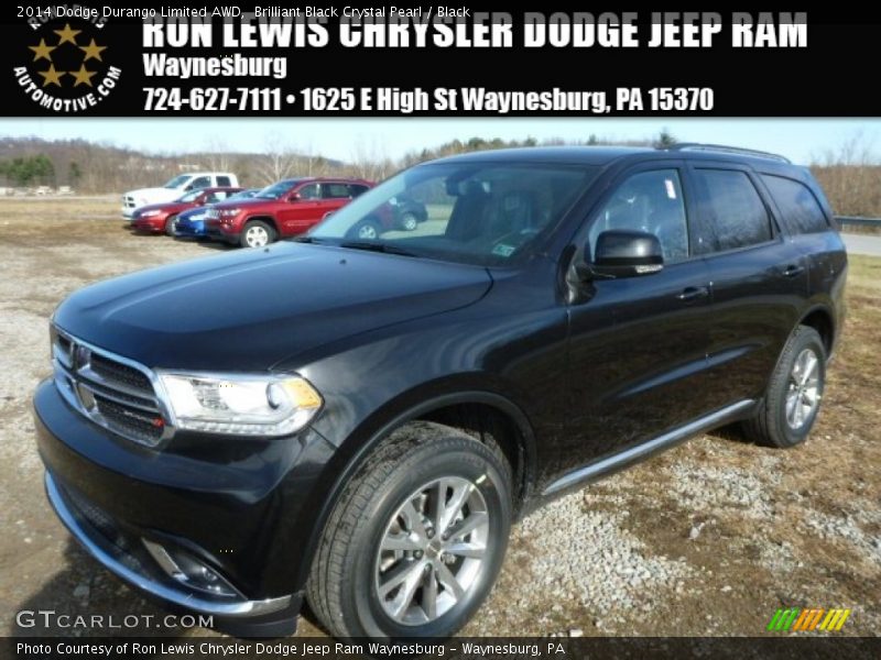 Brilliant Black Crystal Pearl / Black 2014 Dodge Durango Limited AWD