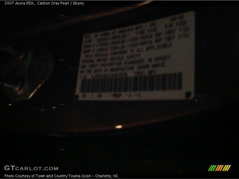Carbon Gray Pearl / Ebony 2007 Acura RDX