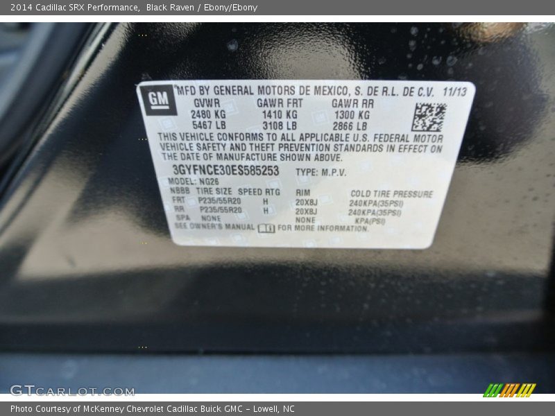 Black Raven / Ebony/Ebony 2014 Cadillac SRX Performance