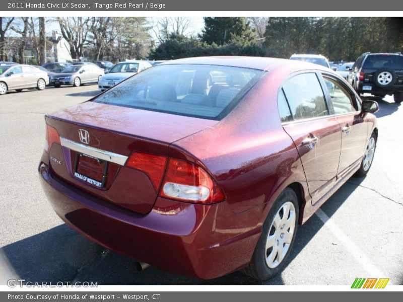 Tango Red Pearl / Beige 2011 Honda Civic LX Sedan