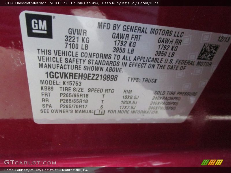 Deep Ruby Metallic / Cocoa/Dune 2014 Chevrolet Silverado 1500 LT Z71 Double Cab 4x4
