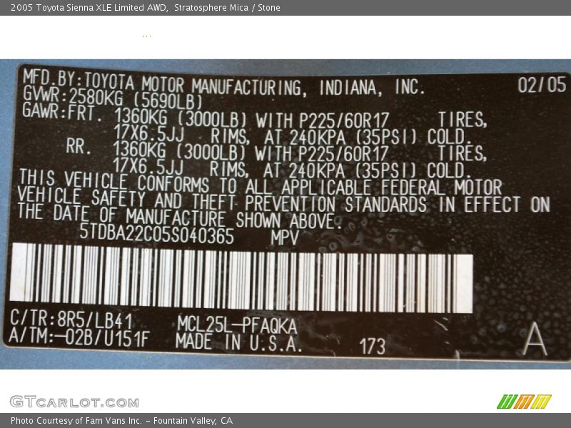 Stratosphere Mica / Stone 2005 Toyota Sienna XLE Limited AWD