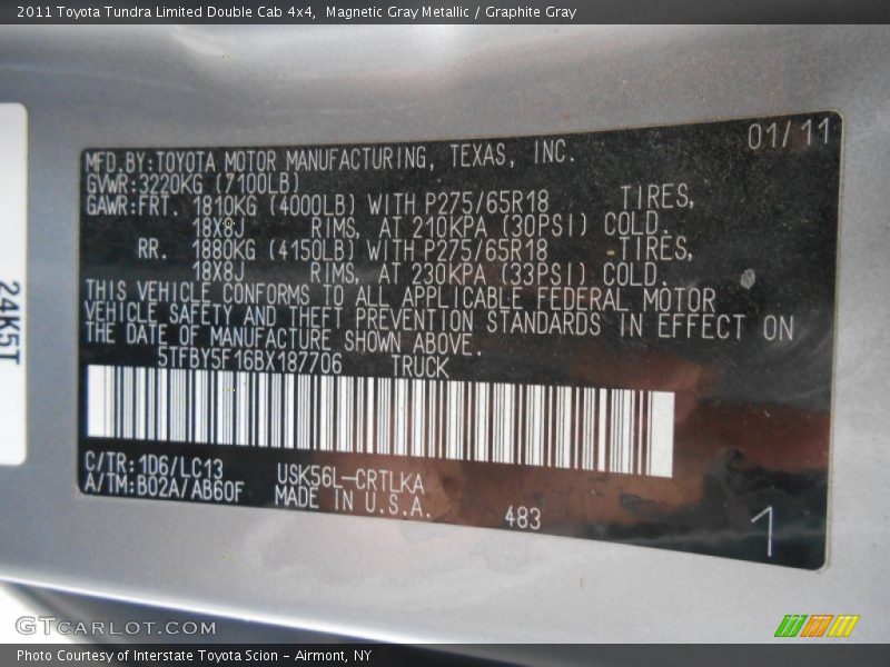 Magnetic Gray Metallic / Graphite Gray 2011 Toyota Tundra Limited Double Cab 4x4