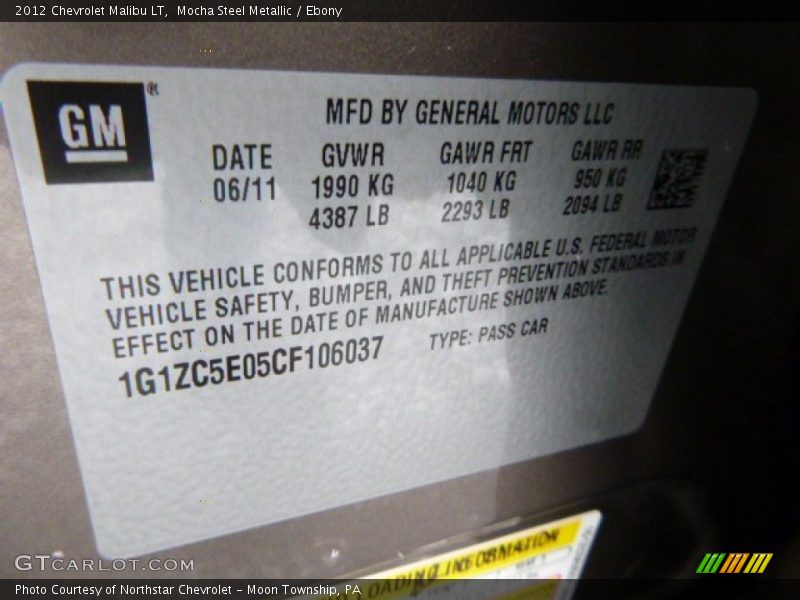 Mocha Steel Metallic / Ebony 2012 Chevrolet Malibu LT