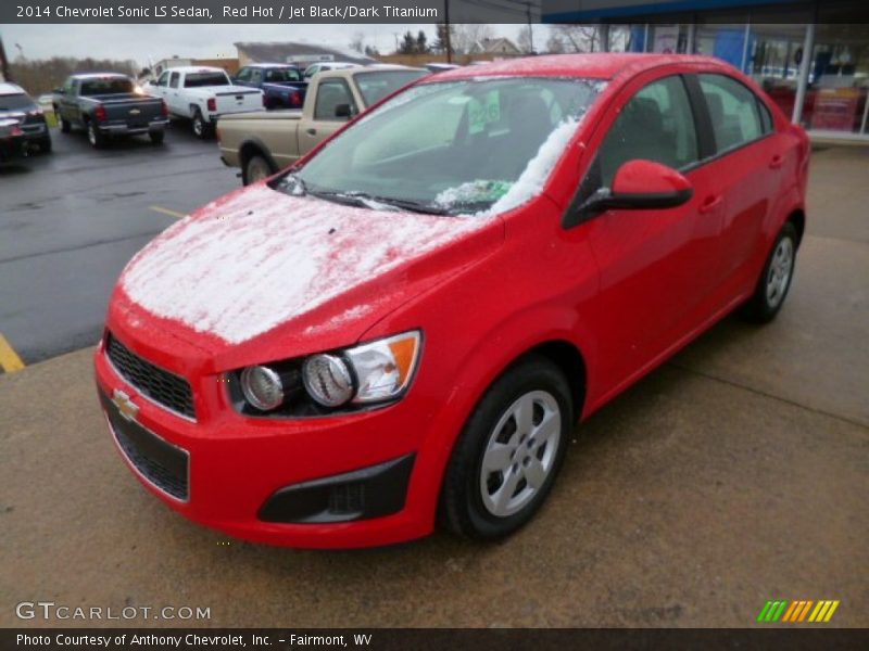 Red Hot / Jet Black/Dark Titanium 2014 Chevrolet Sonic LS Sedan