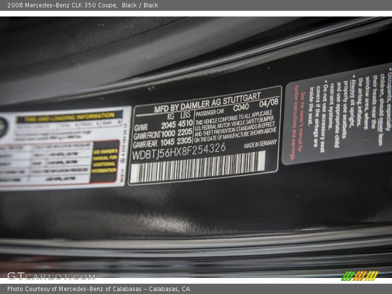 Black / Black 2008 Mercedes-Benz CLK 350 Coupe