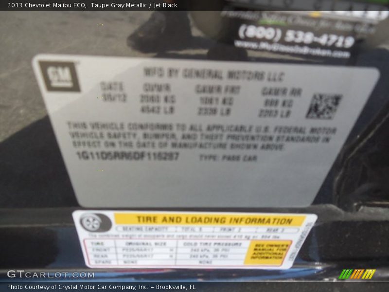 Taupe Gray Metallic / Jet Black 2013 Chevrolet Malibu ECO