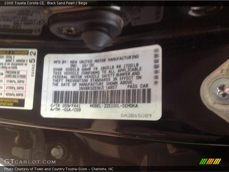 Black Sand Pearl / Beige 2006 Toyota Corolla CE