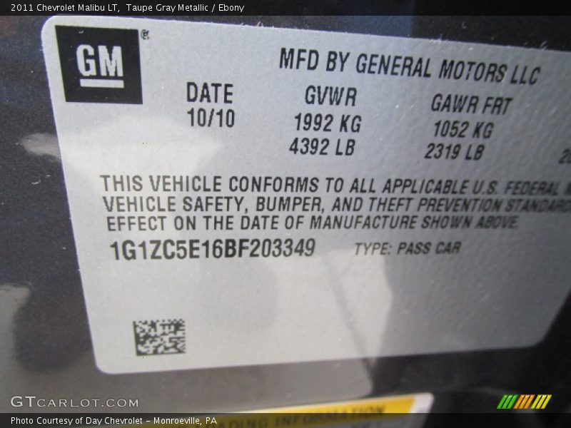 Taupe Gray Metallic / Ebony 2011 Chevrolet Malibu LT