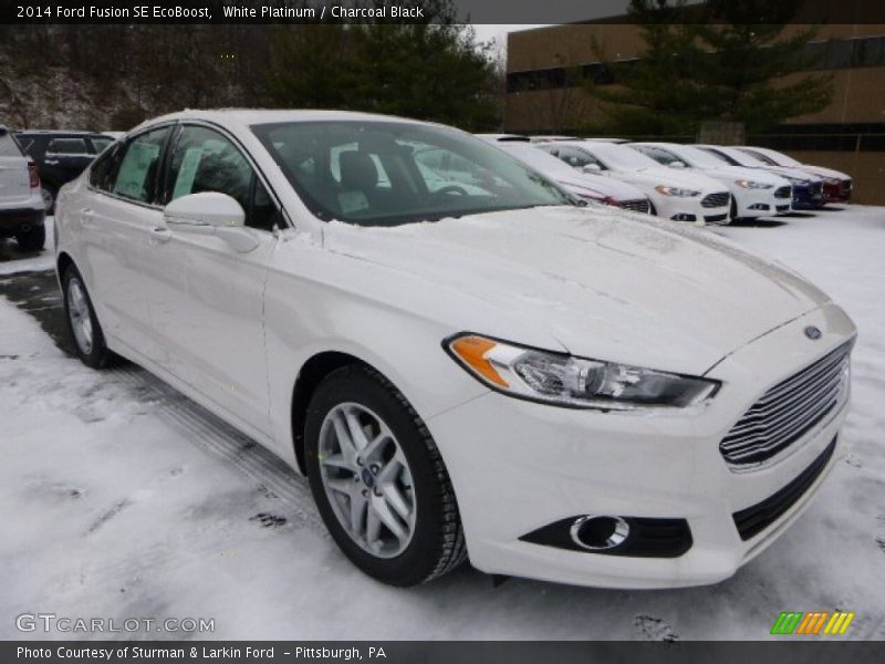 White Platinum / Charcoal Black 2014 Ford Fusion SE EcoBoost