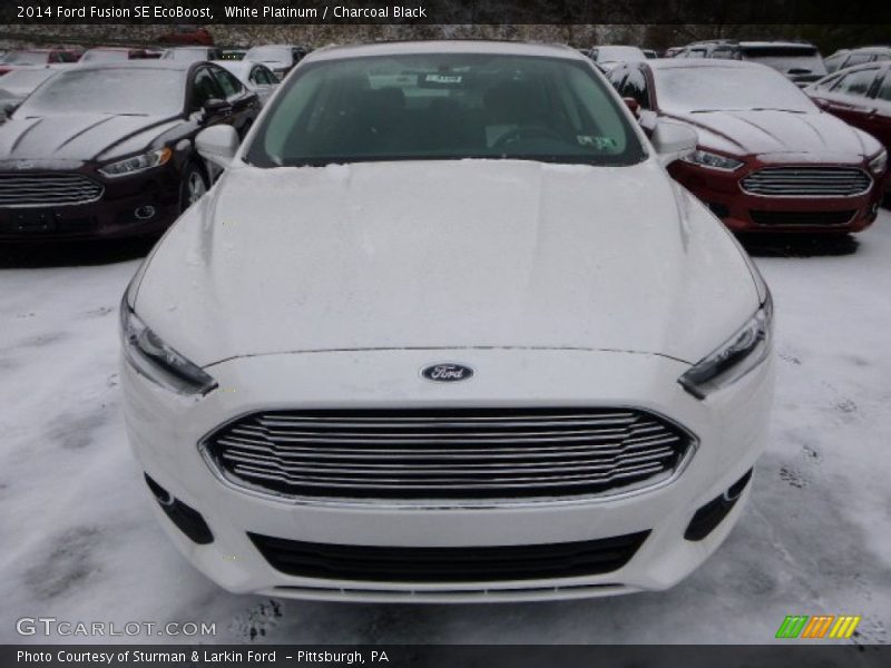 White Platinum / Charcoal Black 2014 Ford Fusion SE EcoBoost