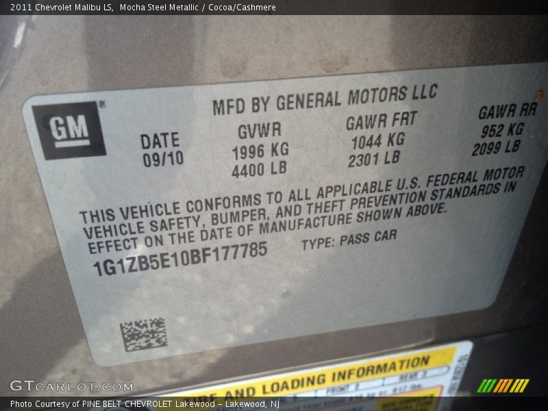 Mocha Steel Metallic / Cocoa/Cashmere 2011 Chevrolet Malibu LS