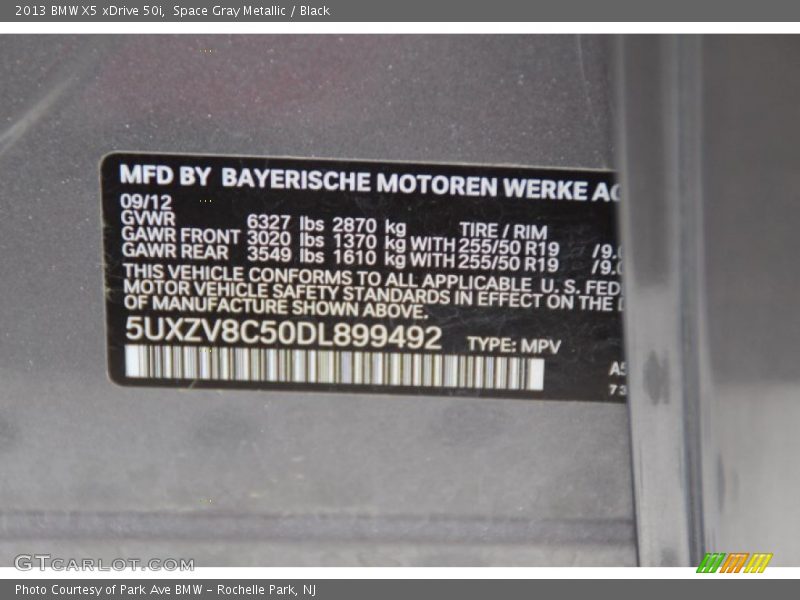 Space Gray Metallic / Black 2013 BMW X5 xDrive 50i