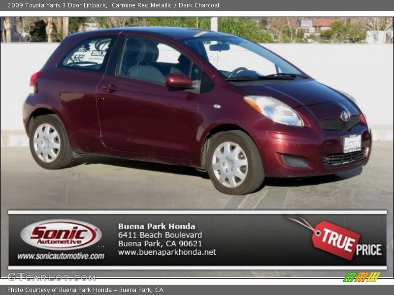 Carmine Red Metallic / Dark Charcoal 2009 Toyota Yaris 3 Door Liftback