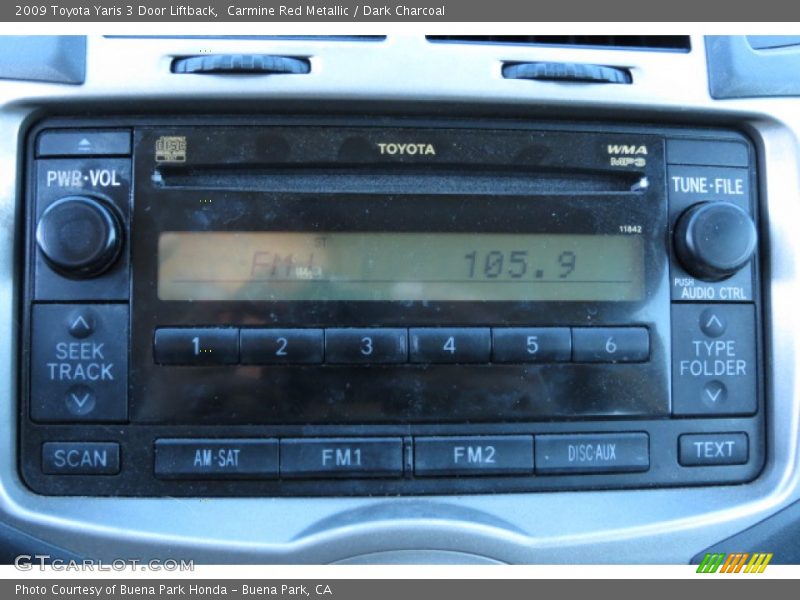 Carmine Red Metallic / Dark Charcoal 2009 Toyota Yaris 3 Door Liftback
