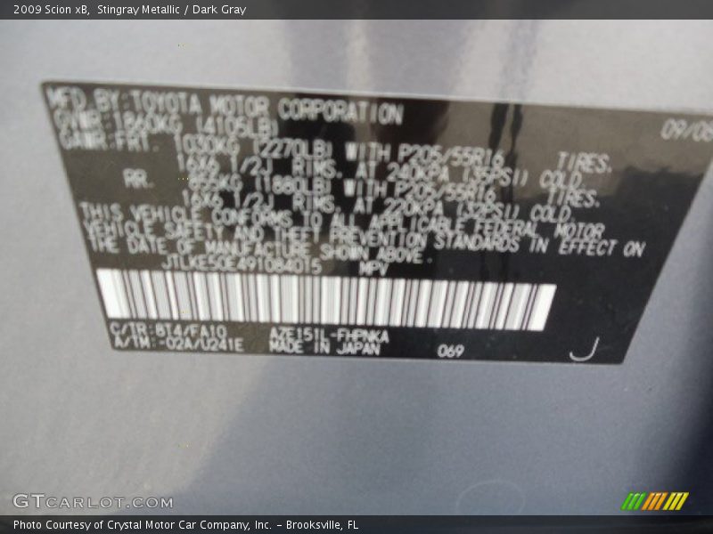 Stingray Metallic / Dark Gray 2009 Scion xB
