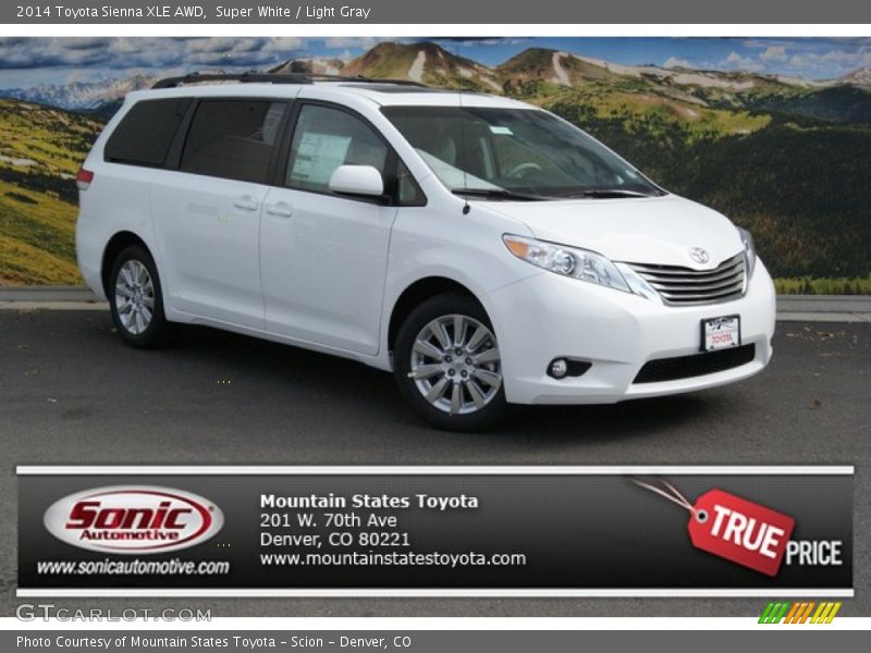 Super White / Light Gray 2014 Toyota Sienna XLE AWD