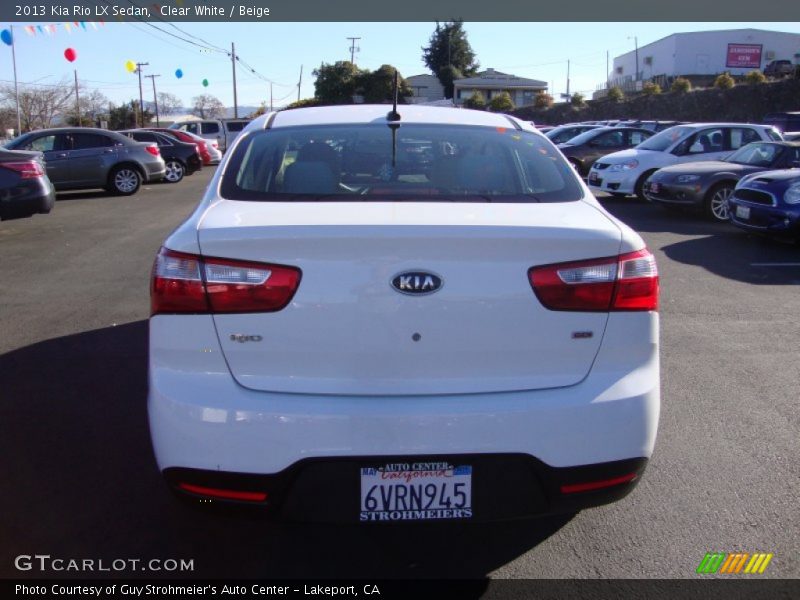 Clear White / Beige 2013 Kia Rio LX Sedan