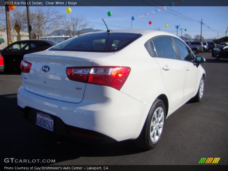 Clear White / Beige 2013 Kia Rio LX Sedan