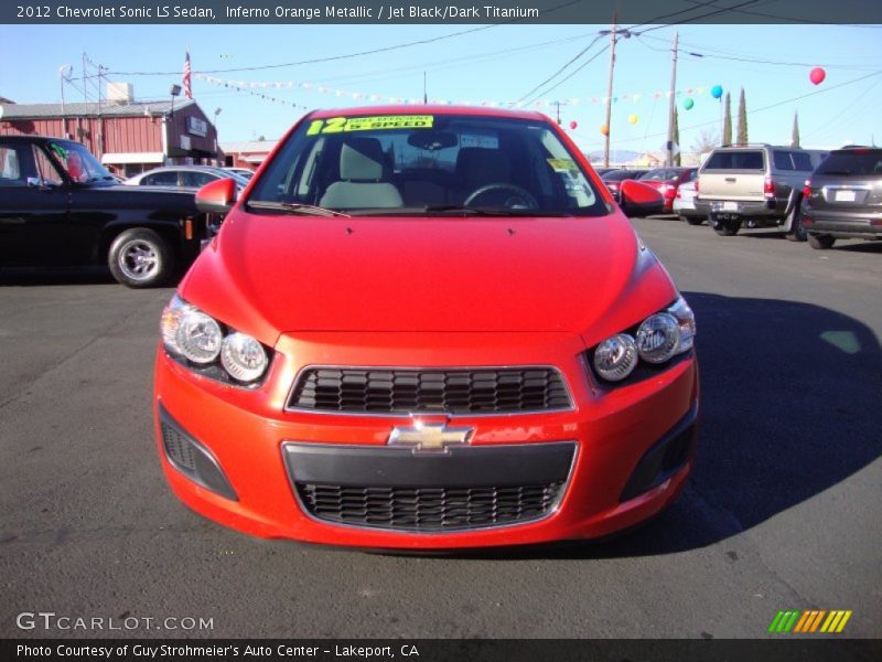 Inferno Orange Metallic / Jet Black/Dark Titanium 2012 Chevrolet Sonic LS Sedan
