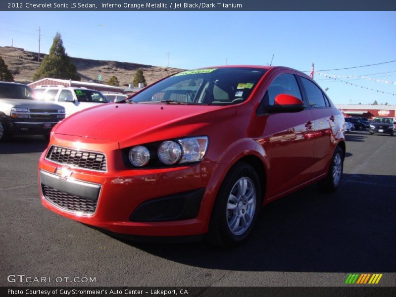 Inferno Orange Metallic / Jet Black/Dark Titanium 2012 Chevrolet Sonic LS Sedan