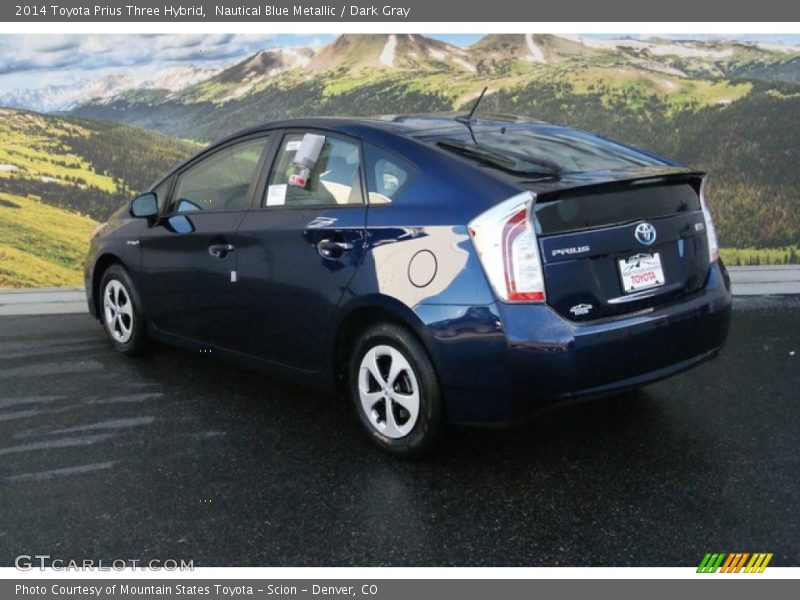 Nautical Blue Metallic / Dark Gray 2014 Toyota Prius Three Hybrid