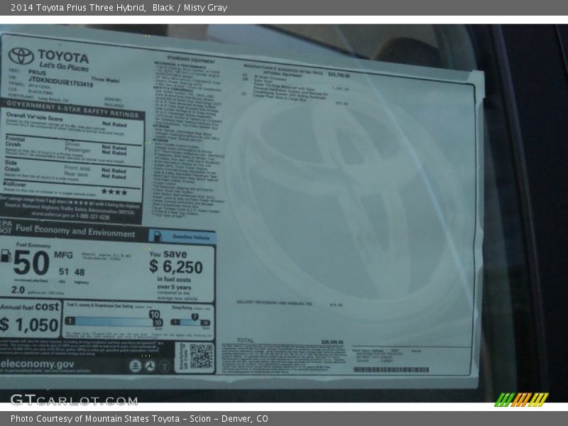 Black / Misty Gray 2014 Toyota Prius Three Hybrid