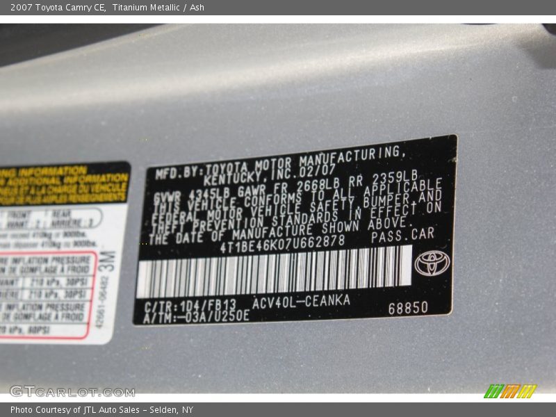 Titanium Metallic / Ash 2007 Toyota Camry CE