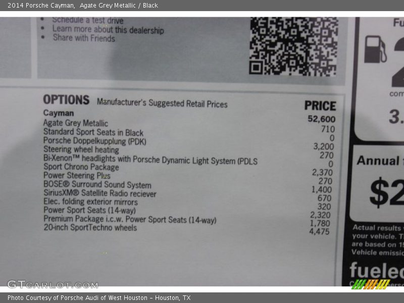 Agate Grey Metallic / Black 2014 Porsche Cayman