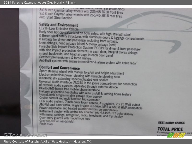 Agate Grey Metallic / Black 2014 Porsche Cayman