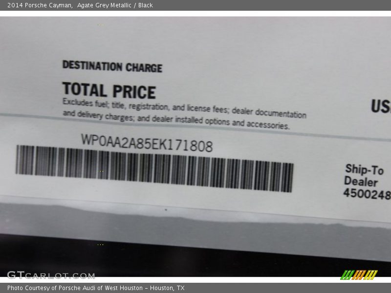 Agate Grey Metallic / Black 2014 Porsche Cayman