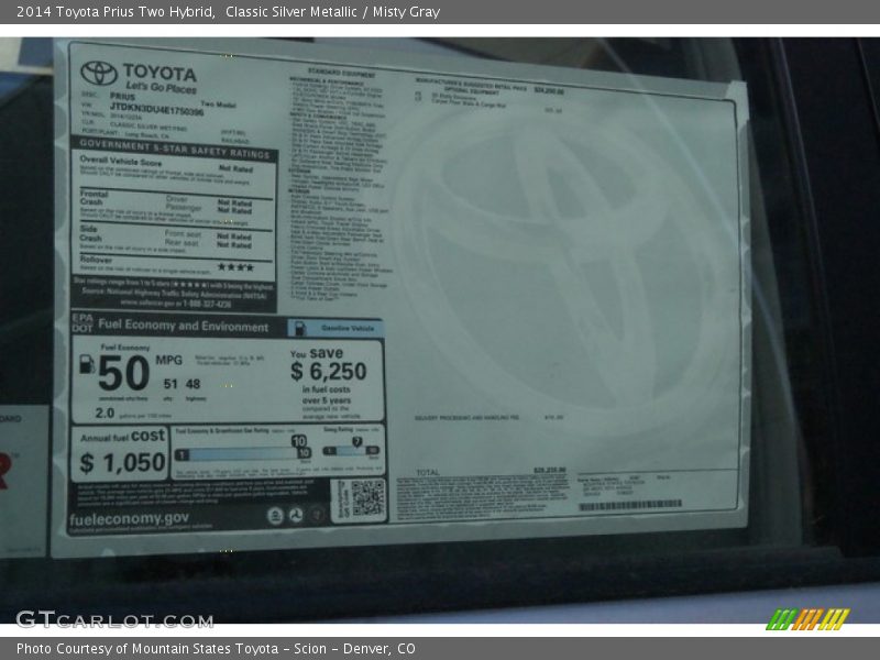 Classic Silver Metallic / Misty Gray 2014 Toyota Prius Two Hybrid