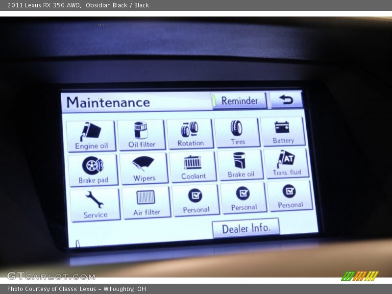 Obsidian Black / Black 2011 Lexus RX 350 AWD