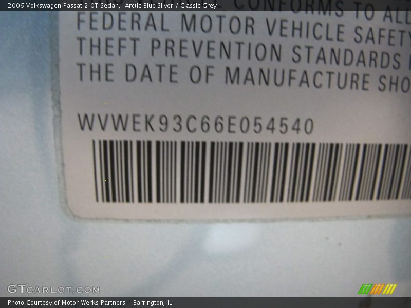 Arctic Blue Silver / Classic Grey 2006 Volkswagen Passat 2.0T Sedan