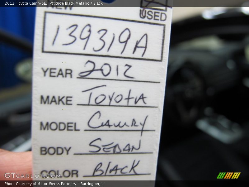 Attitude Black Metallic / Black 2012 Toyota Camry SE