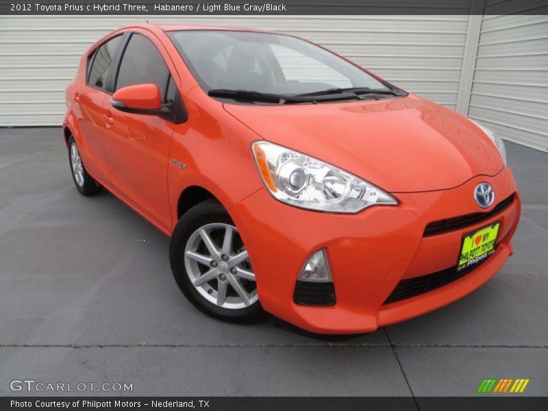 Habanero / Light Blue Gray/Black 2012 Toyota Prius c Hybrid Three