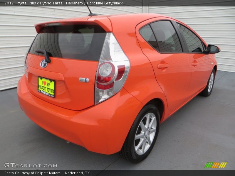 Habanero / Light Blue Gray/Black 2012 Toyota Prius c Hybrid Three