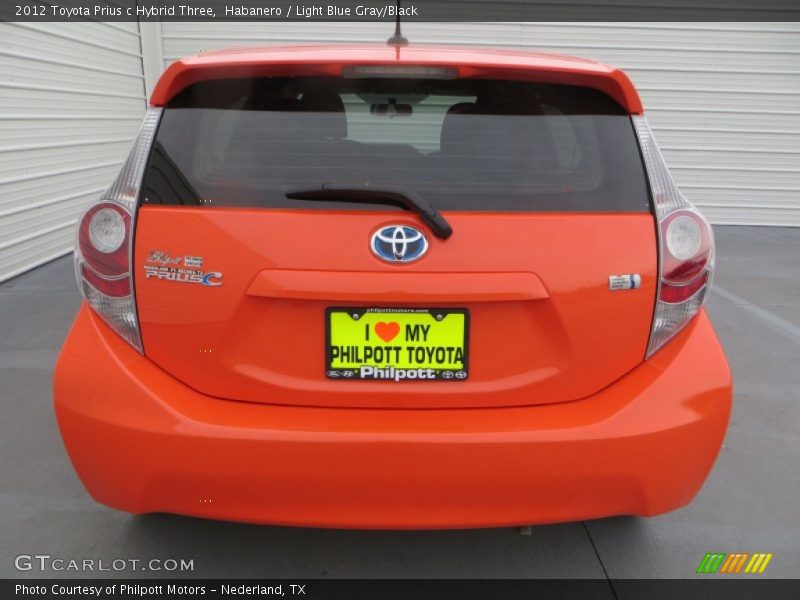 Habanero / Light Blue Gray/Black 2012 Toyota Prius c Hybrid Three