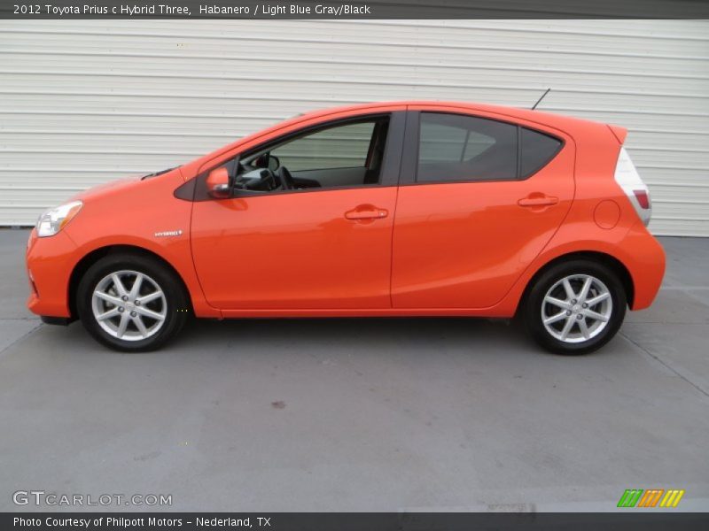 Habanero / Light Blue Gray/Black 2012 Toyota Prius c Hybrid Three