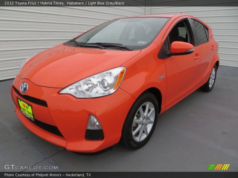 Habanero / Light Blue Gray/Black 2012 Toyota Prius c Hybrid Three