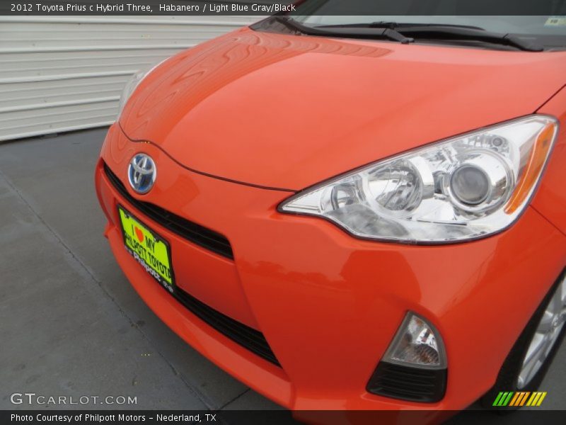 Habanero / Light Blue Gray/Black 2012 Toyota Prius c Hybrid Three