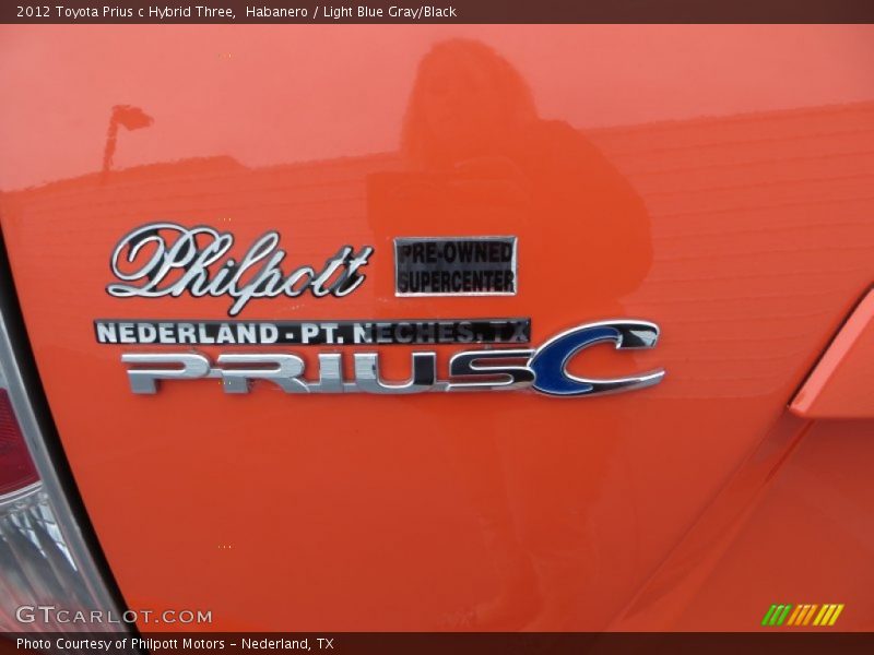 Habanero / Light Blue Gray/Black 2012 Toyota Prius c Hybrid Three