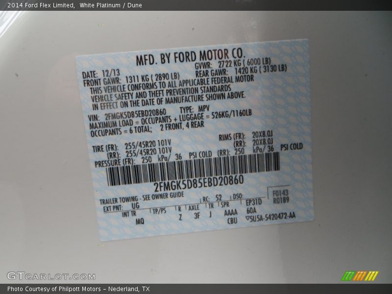White Platinum / Dune 2014 Ford Flex Limited