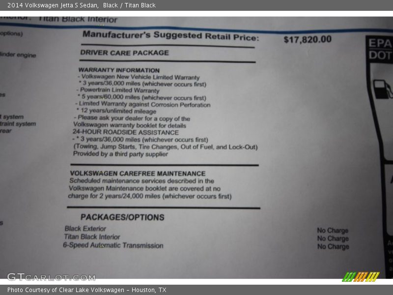 Black / Titan Black 2014 Volkswagen Jetta S Sedan