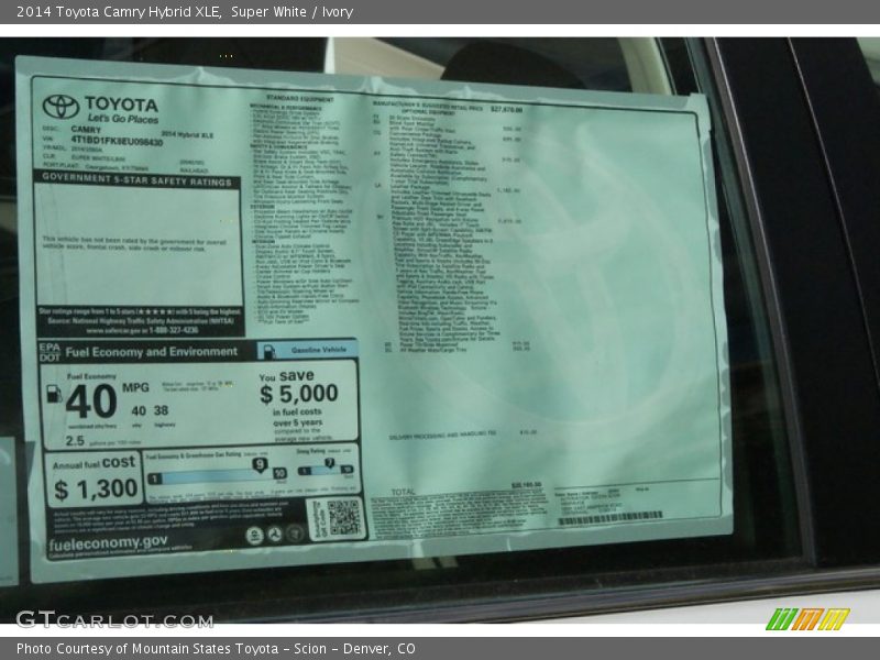 Super White / Ivory 2014 Toyota Camry Hybrid XLE