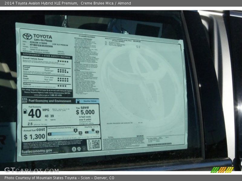 Creme Brulee Mica / Almond 2014 Toyota Avalon Hybrid XLE Premium