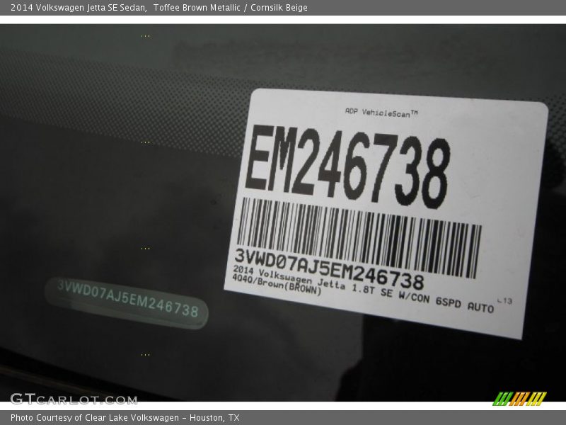 Toffee Brown Metallic / Cornsilk Beige 2014 Volkswagen Jetta SE Sedan